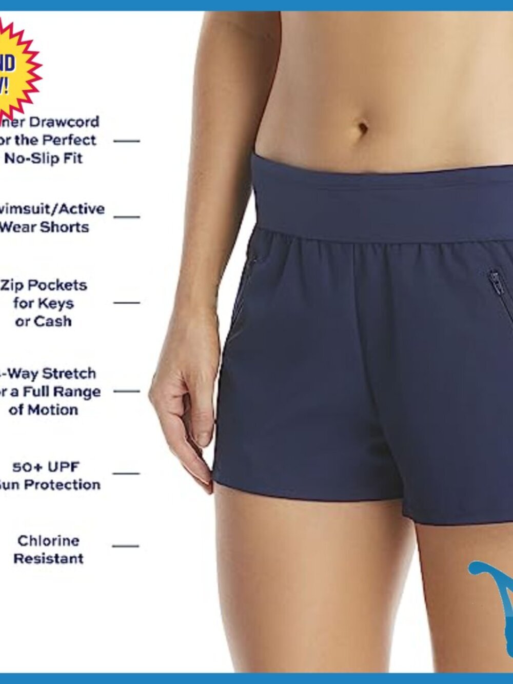 Quick Dry Swim Bottoms with Zipper Pocket Womens Board Shorts - Picture 4 of 5